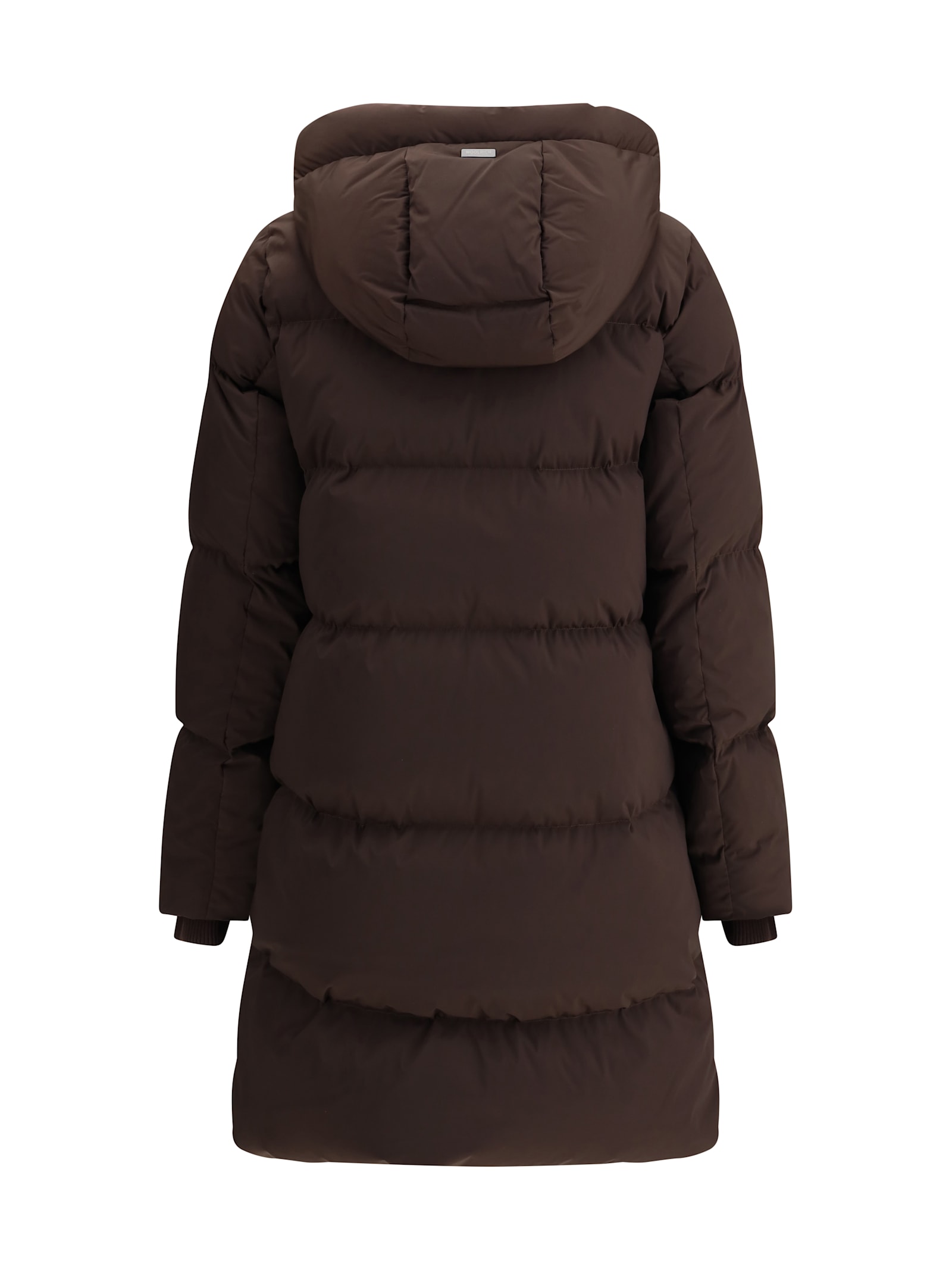 Woolrich Mid-thigh Length Quilted Jacket In Brown