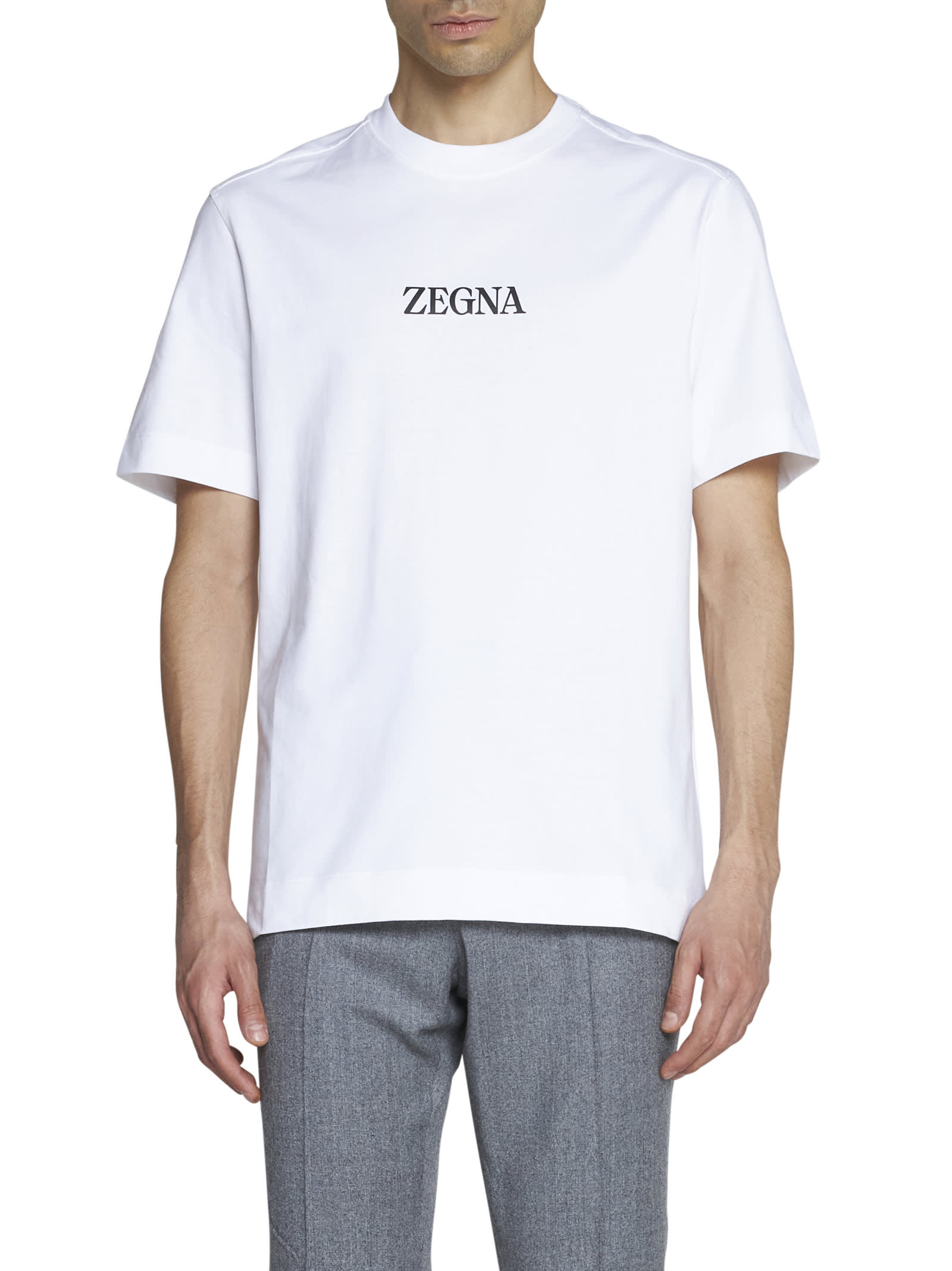 Shop Zegna T-shirt In Bianco Ottico Fantasia