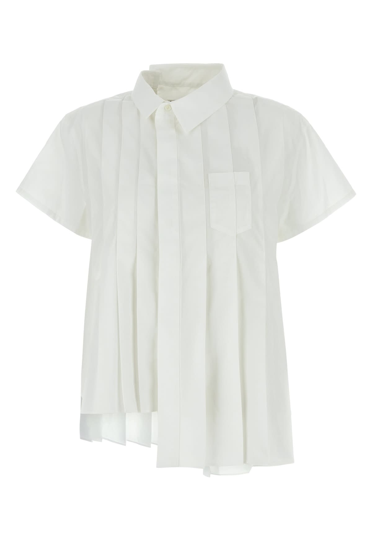 Shop Sacai Cotton Poplin Shirt In Offwhite