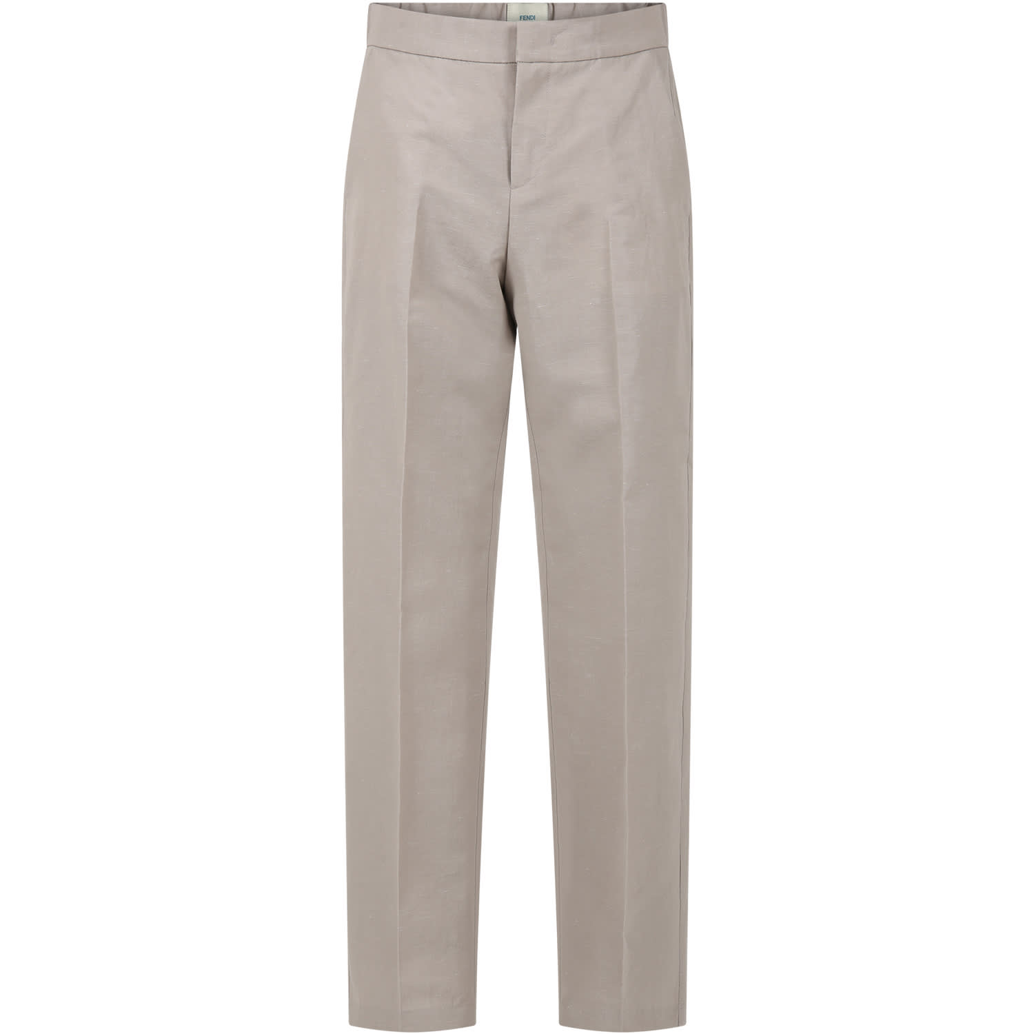 Fendi Kids' Gray Trousers For Boy With Logo In Grey