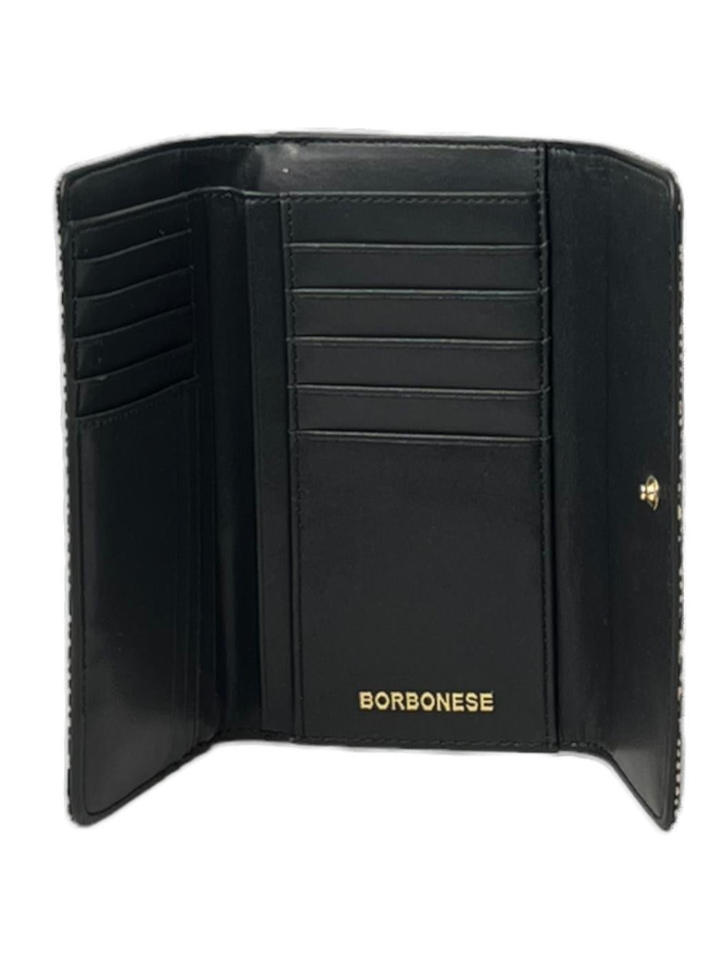 Shop Borbonese Press Stud Fastened Medium Wallet In Op Naturale Nero