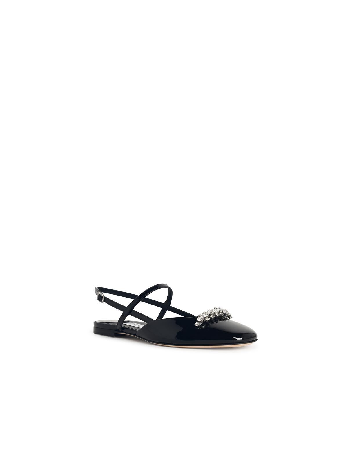 Jimmy Choo Belinda Sb Flat Black Leather Ballet Flats In Black