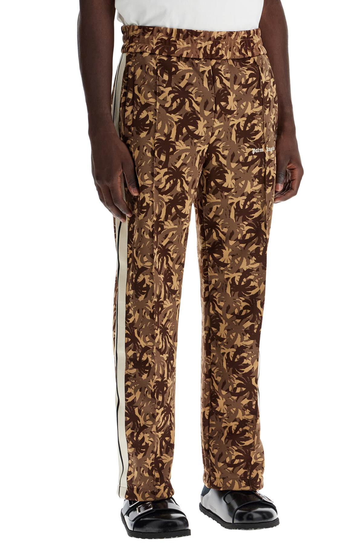 Shop Palm Angels Camouflage Track Joggers In Brown Off White (brown)