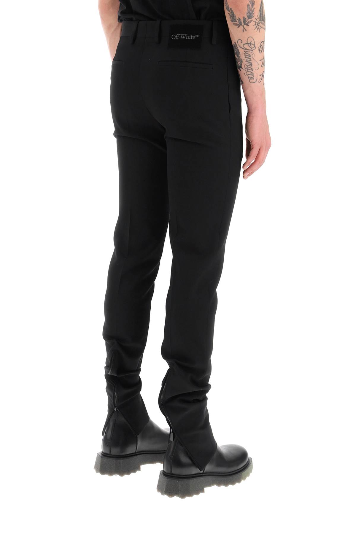 Shop Off-white Slim Tailored Pants With Zippered Ankle In Black (black)