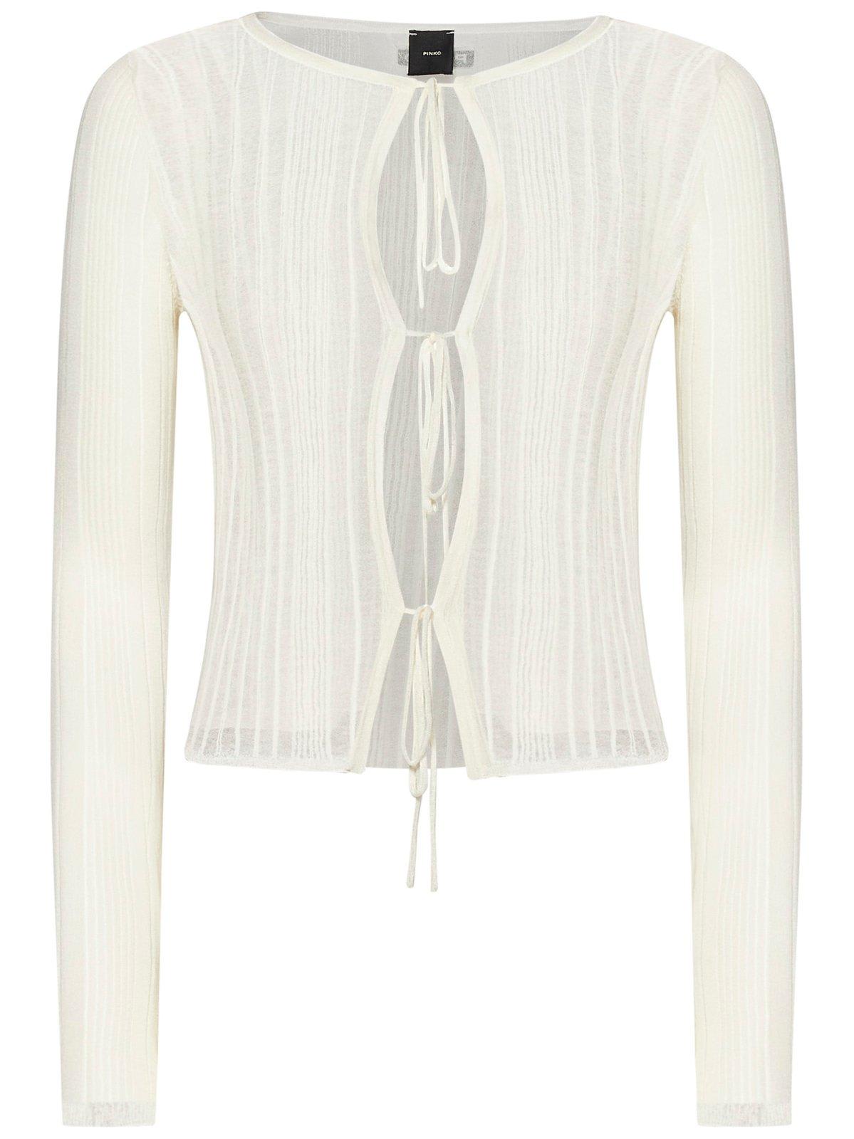 Table Open Ribbed Front Tie Jumper