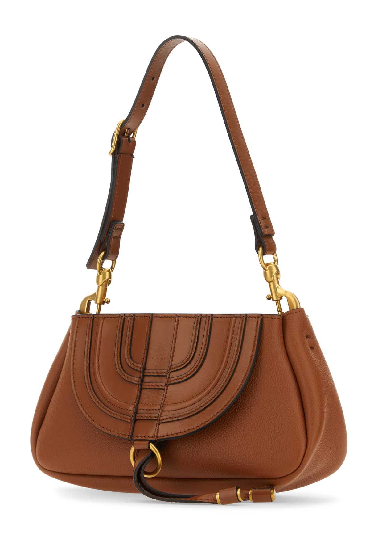 Shop Chloé Brown Leather Small Marcie Clutch In Tan