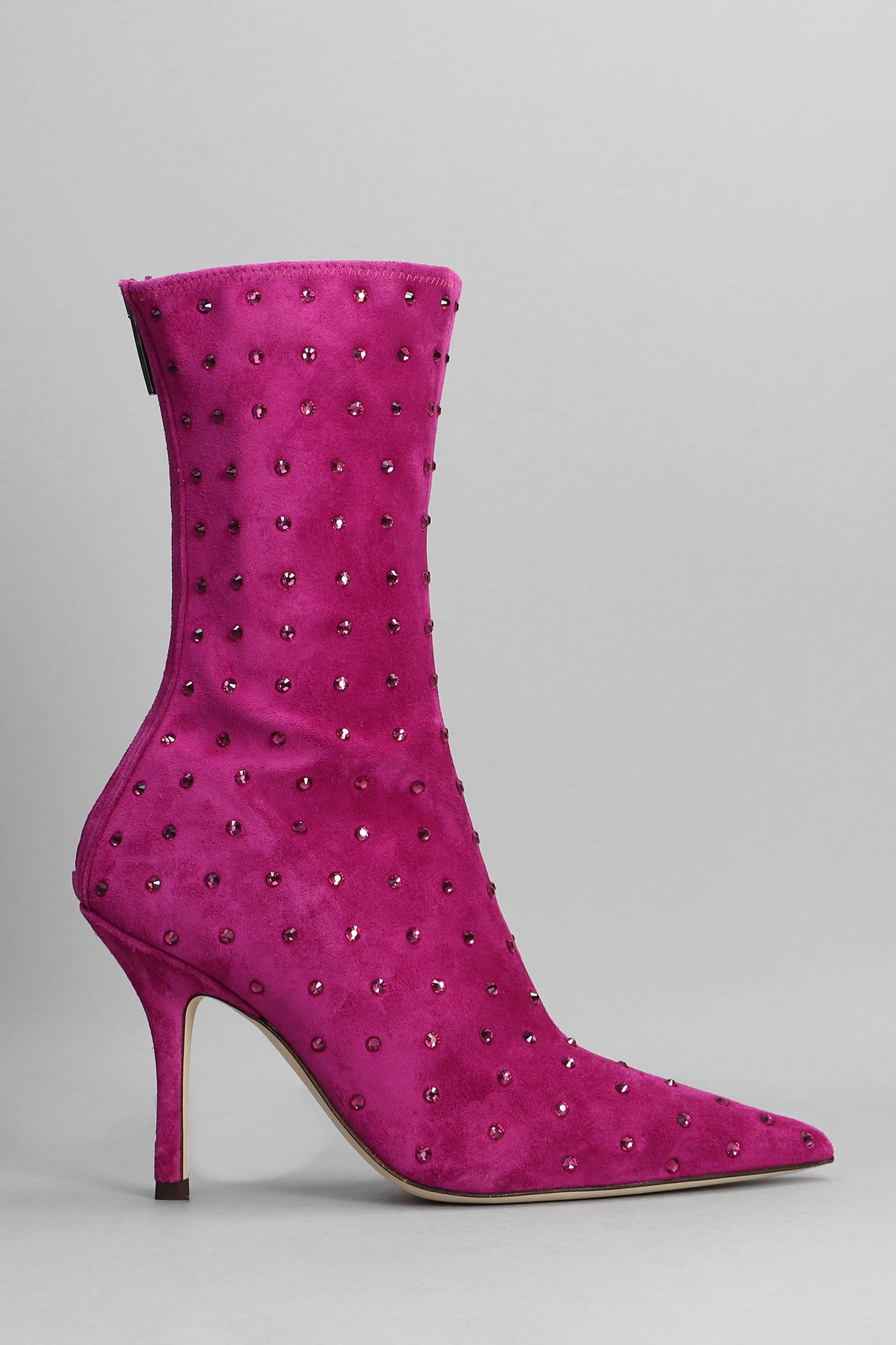 Paris Texas Holly Mama High Heels Ankle Boots In Fuxia Suede