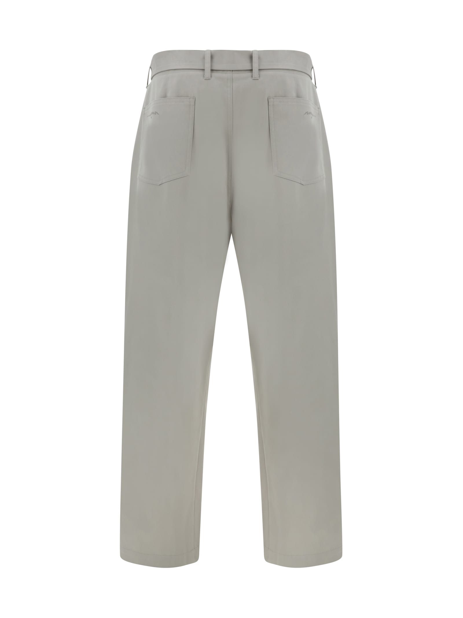 Shop Msgm Belted Trousers In Grey