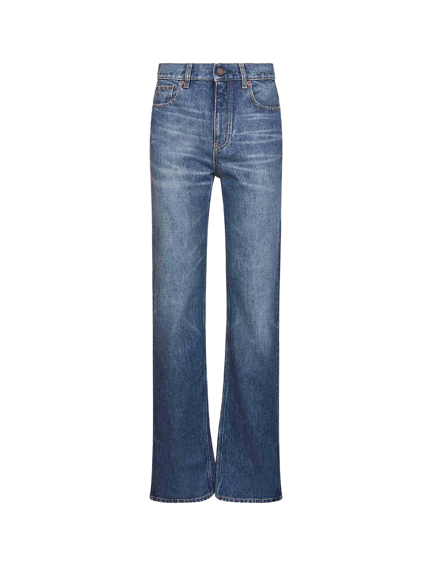 Chloé Tailored Denim Trousers Featuring Side Slits In Blue
