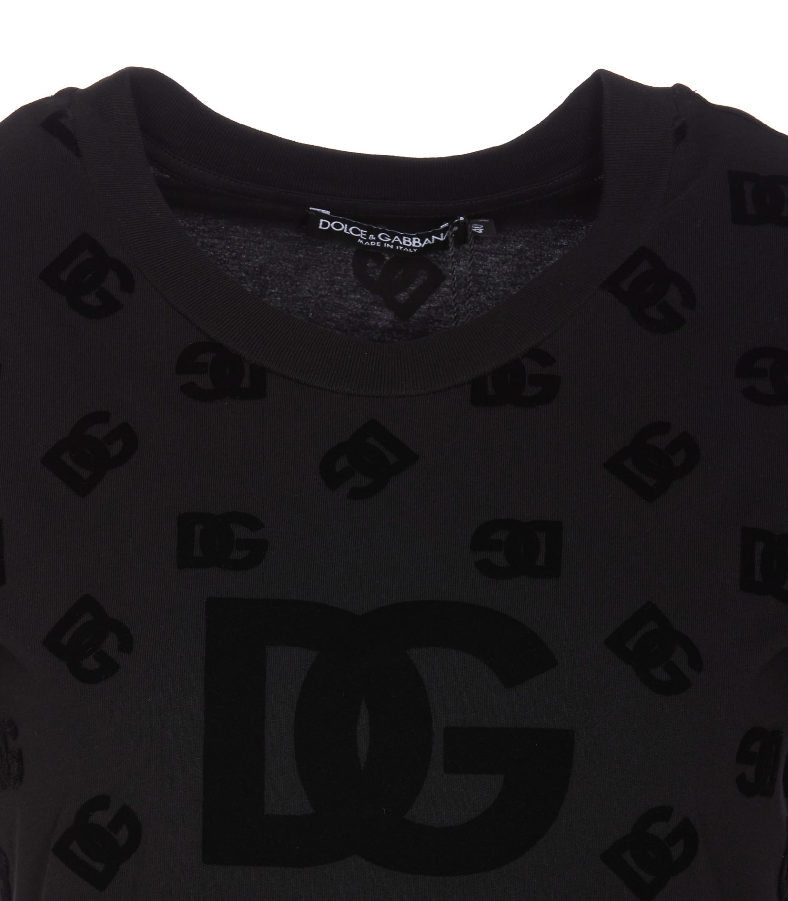 Shop Dolce & Gabbana All Over Flocked Dg Logo T-shirt In Black