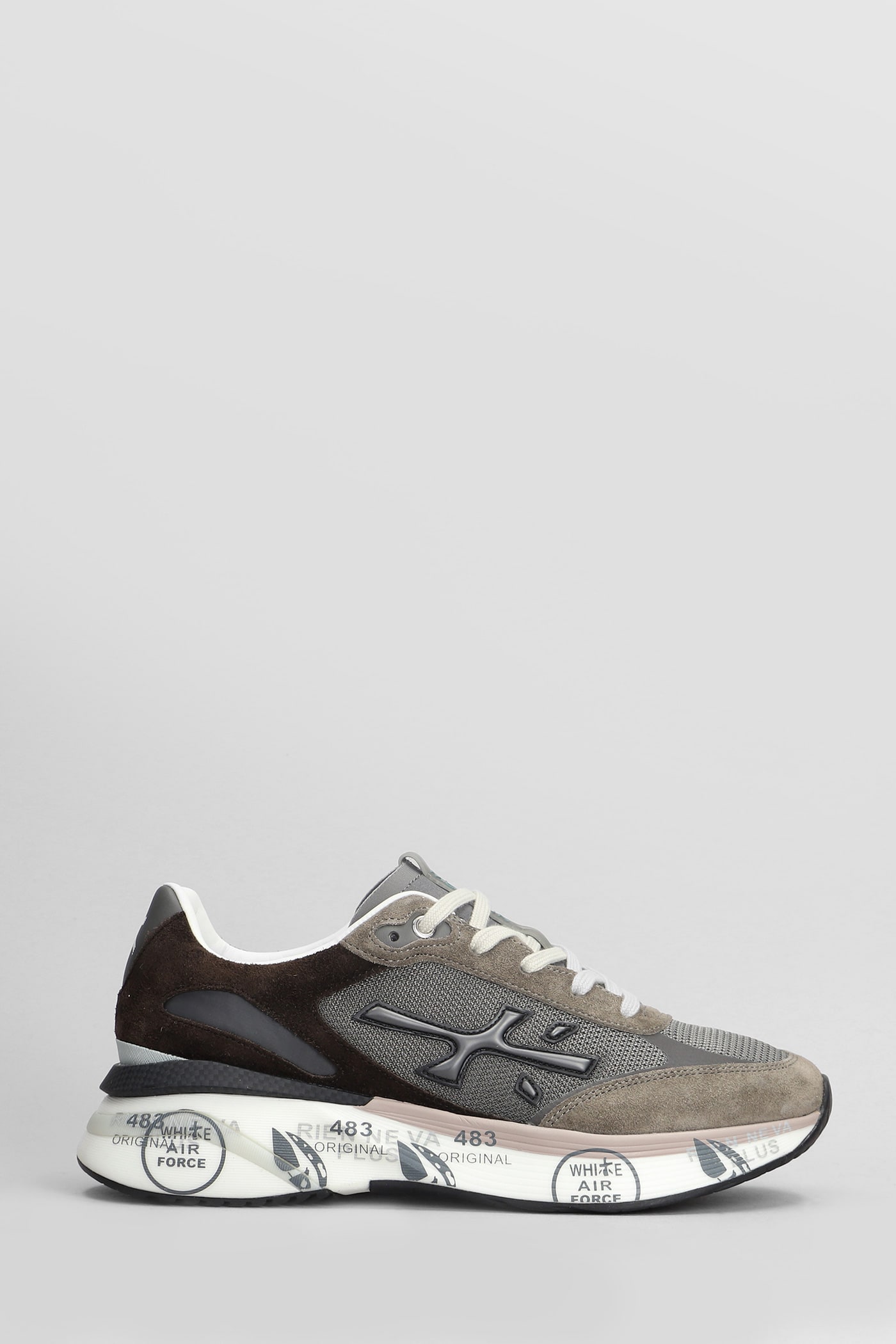 PREMIATA MOERUN SNEAKERS IN TAUPE SUEDE AND FABRIC 