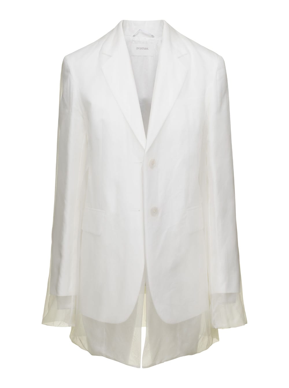 Shop Sportmax White Double-layer Single-breasted Blazer In Cotton And Linen Woman