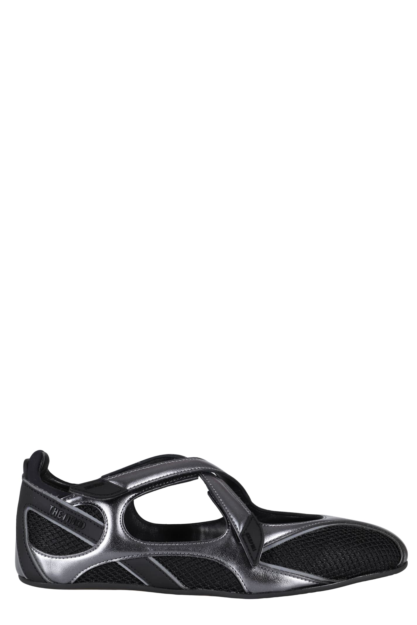Attico Floor 01 Mesh And Leather Ballerinas Flat In Black