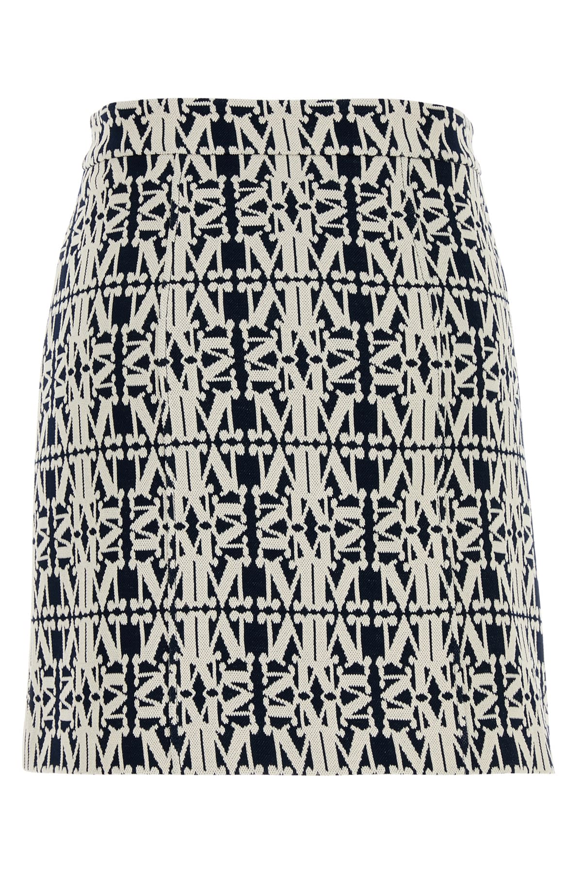 Max Mara Black And White Jacquard Riber Miniskirt In Bianco Blu