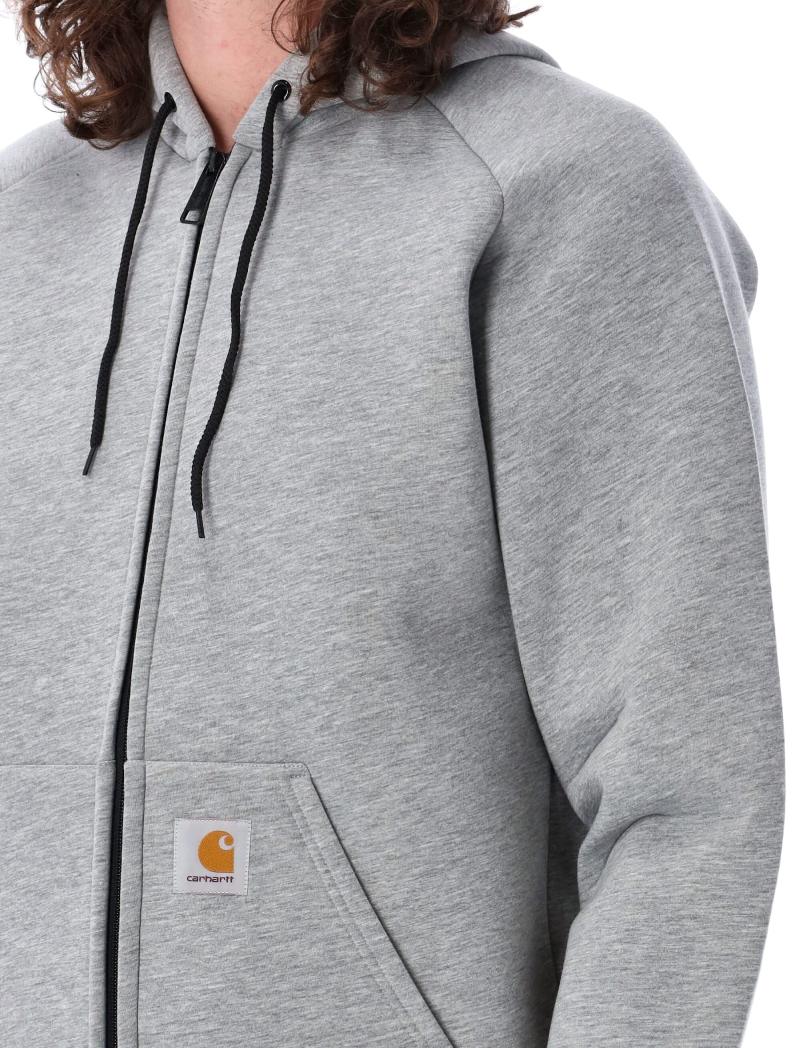 Carhartt Car-lux Logo-patch Jacket In Grey Mel