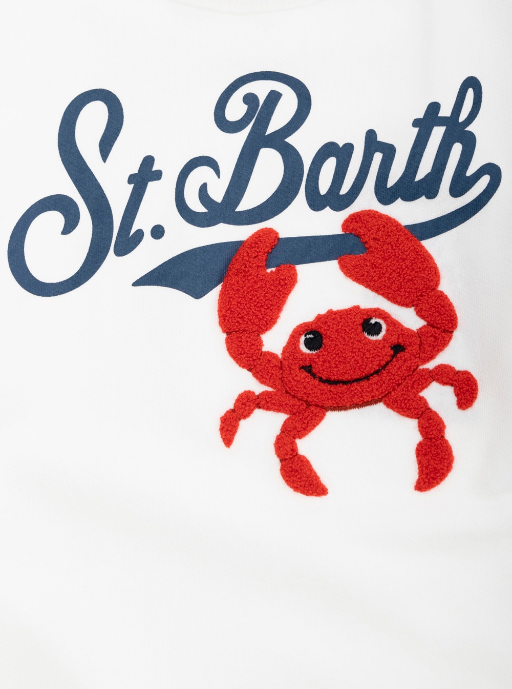 Mc2 Saint Barth Bobby White Crewneck Sweatshirt With Maxi Logo Print On The Front And Logo Patch On The Rear In Cott In White