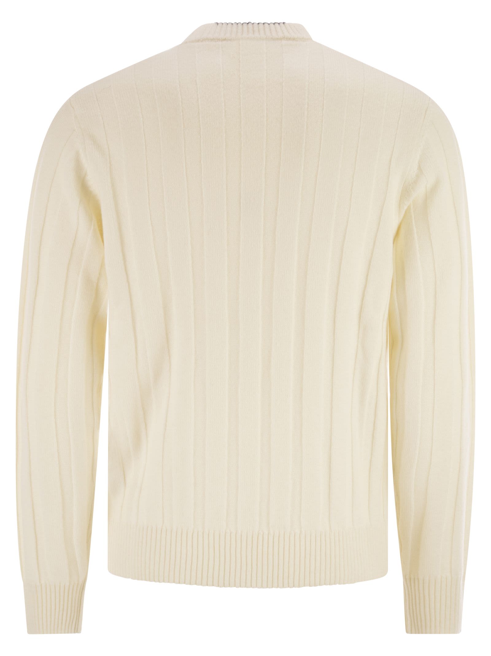 Peserico Wool And Cashmere Ribbed Jumper In White
