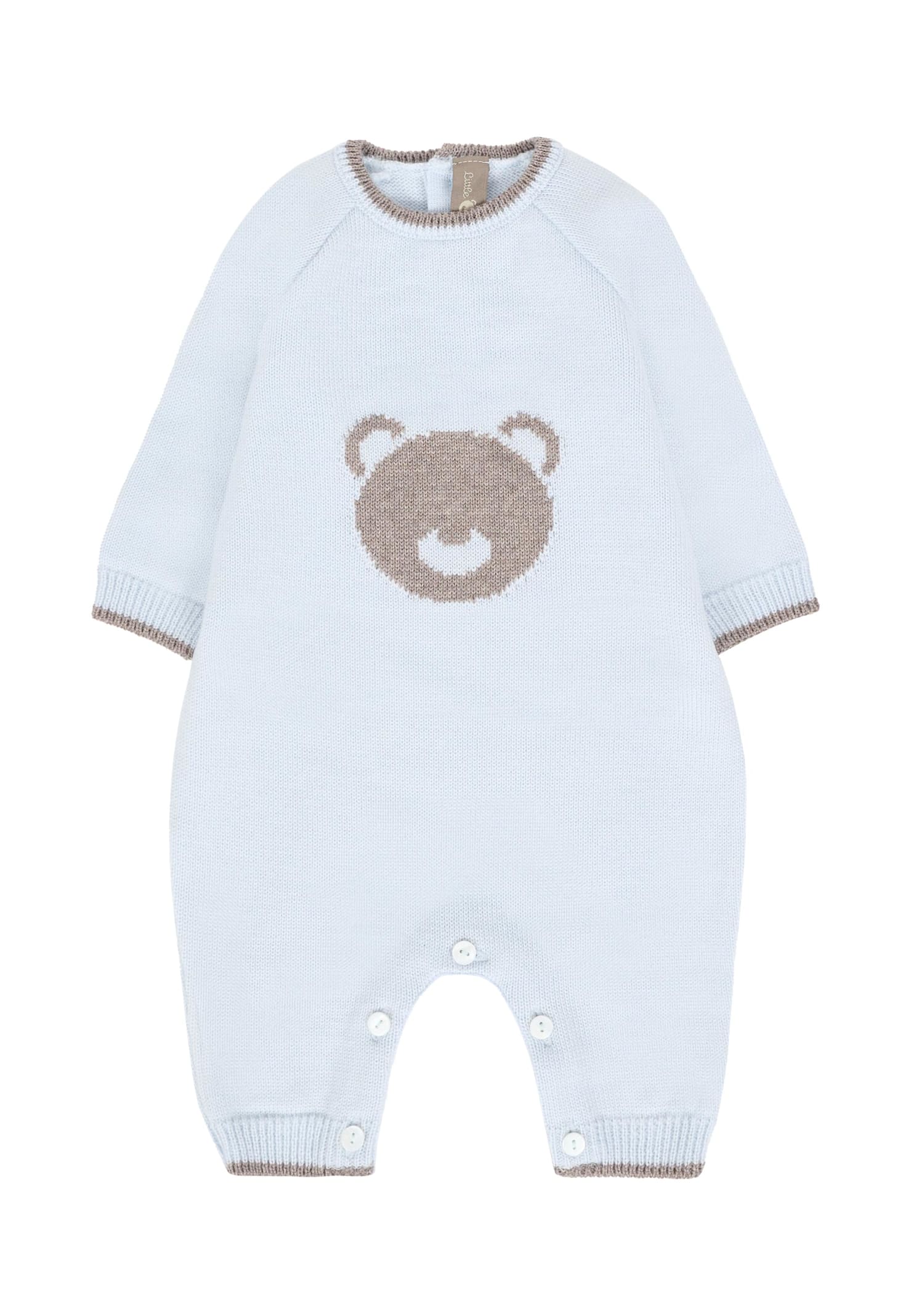 Little Bear Light Blue Romper For Babykids With Bear In Blue