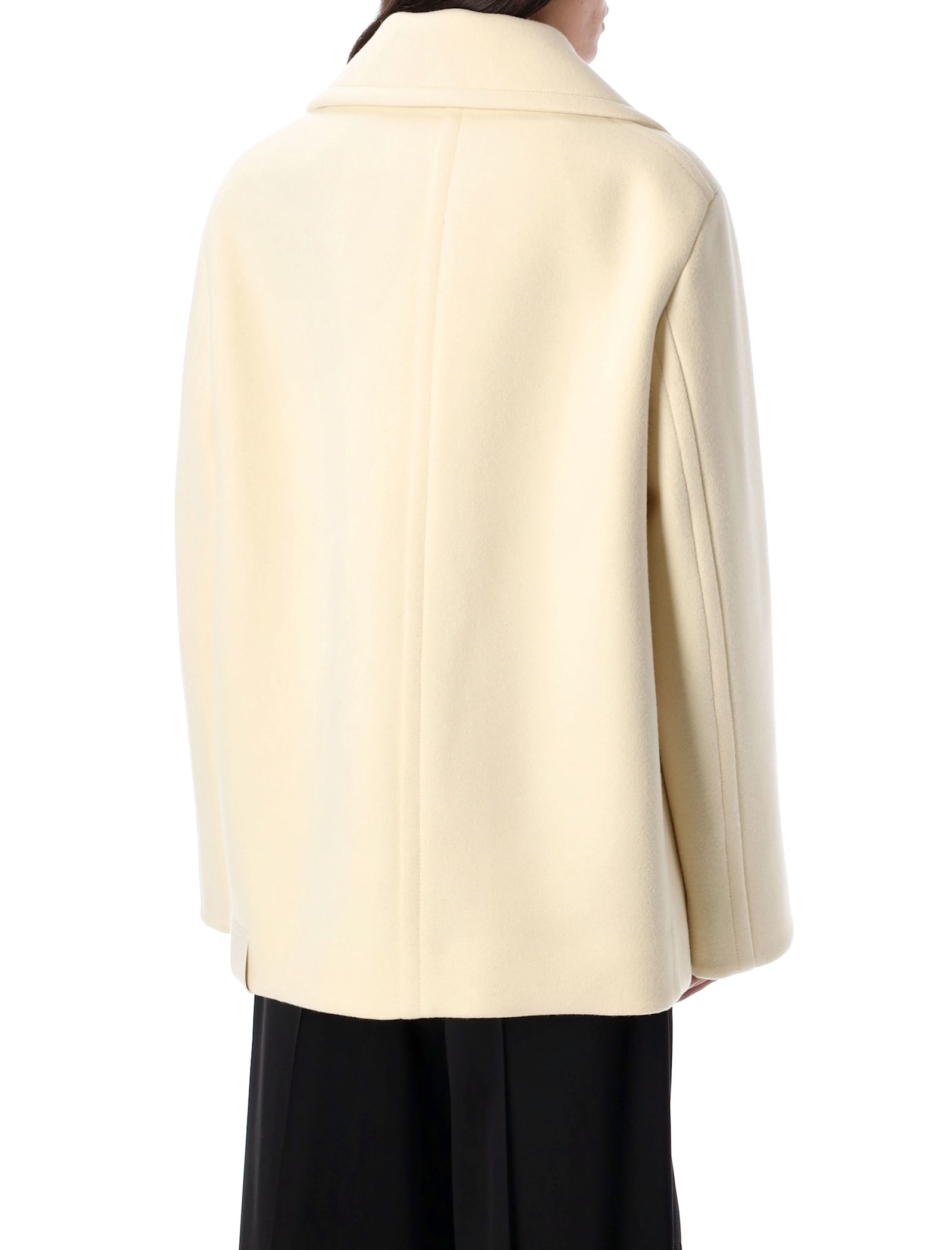 Shop Jil Sander Double-breasted Coat In Bone