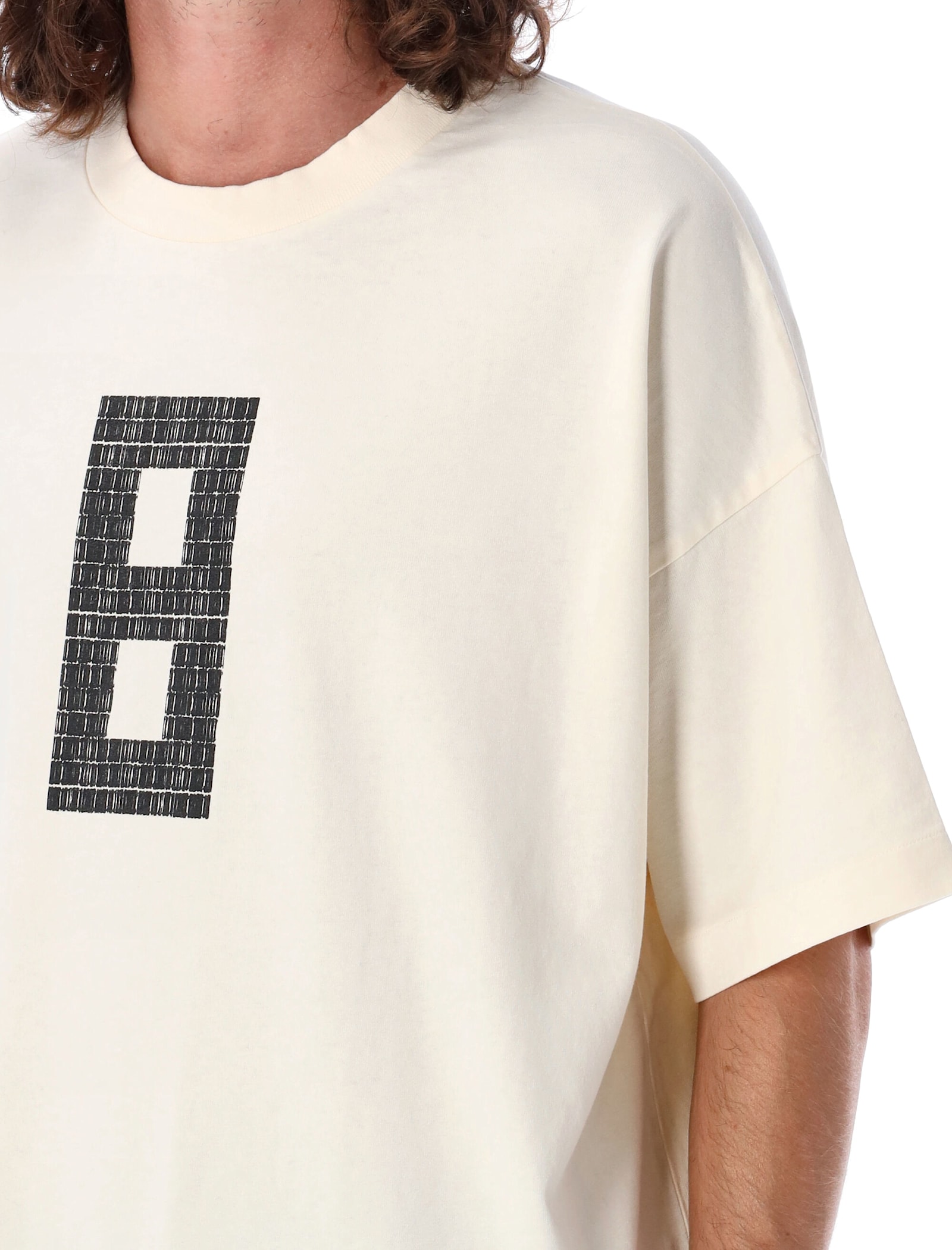 Shop Fear Of God 8 Print Oversized T-shirt In Cream