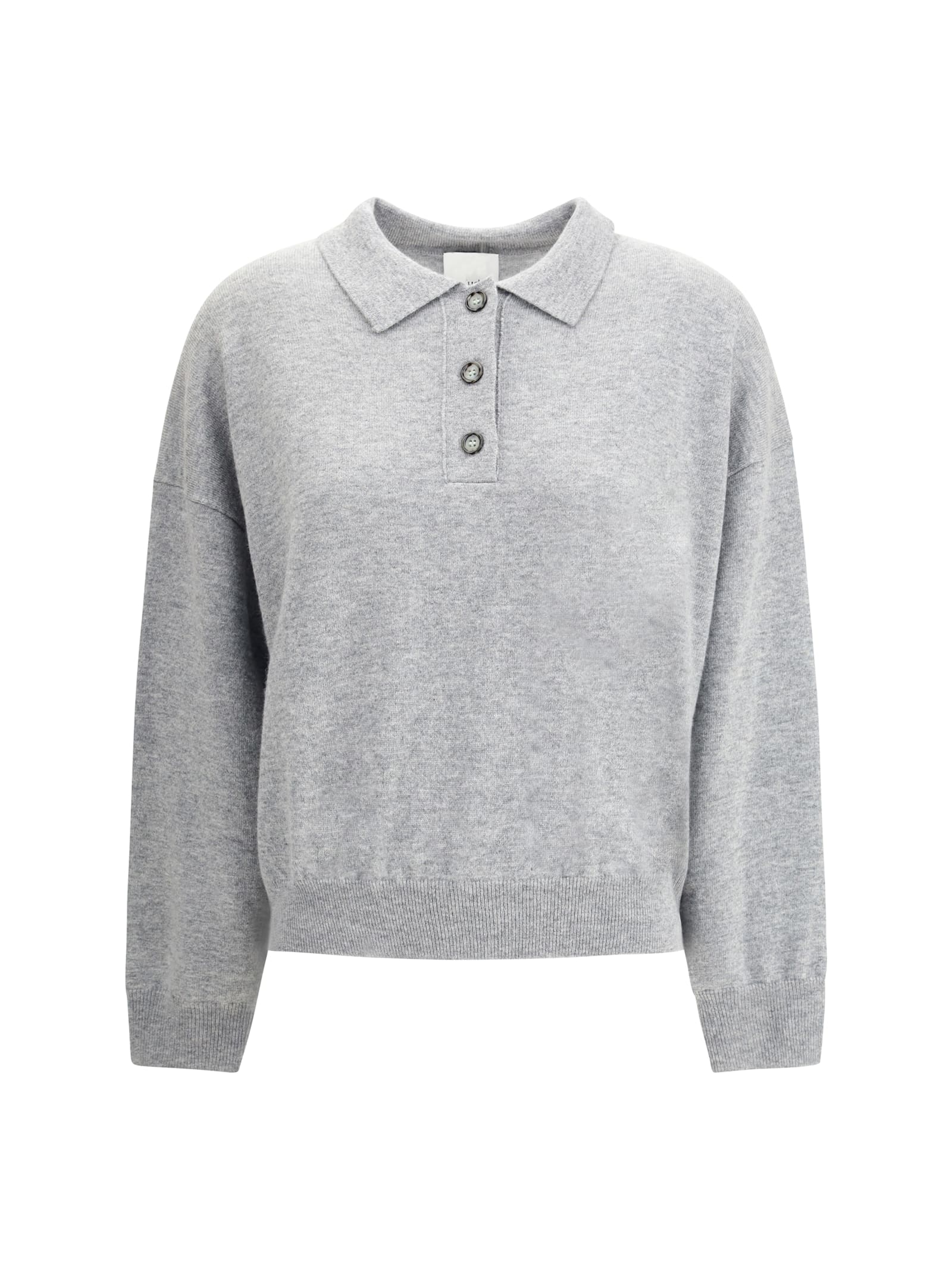 Allude Button-fastening Polo Top In Gray
