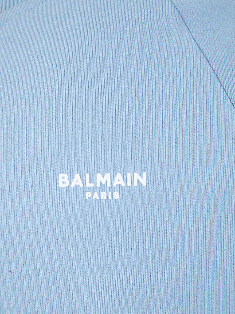 Shop Balmain Flock Sweatshirt In Slf Bleu Pâle Naturel
