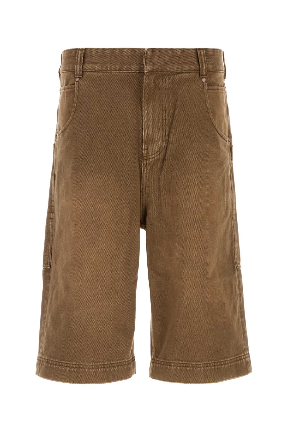 Shop Entire Studios Brown Denim Bermuda Shorts In Militarystone