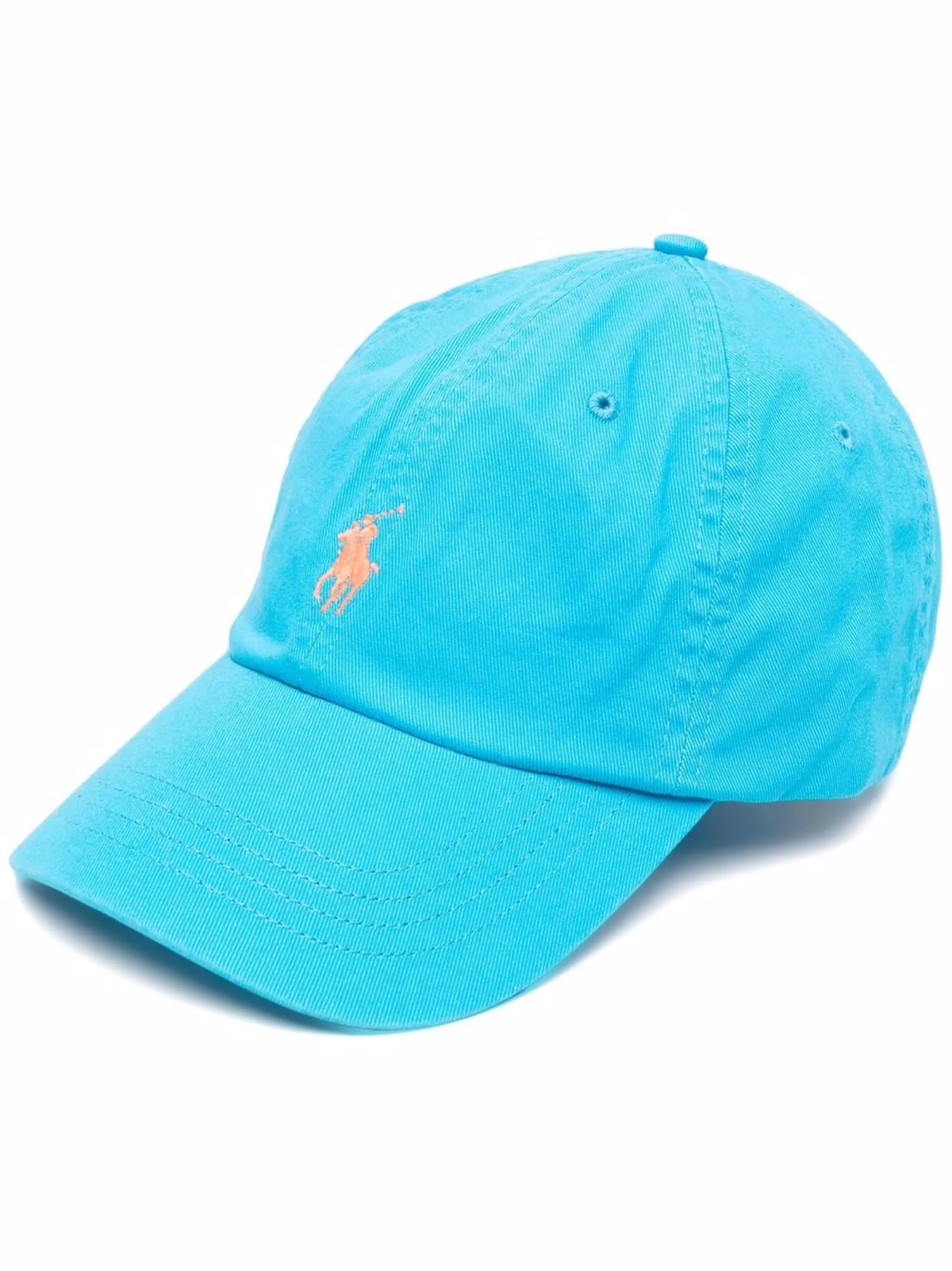 POLO RALPH LAUREN LIGHT BLUE BASEBALL HAT WITH CONTRASTING PONY