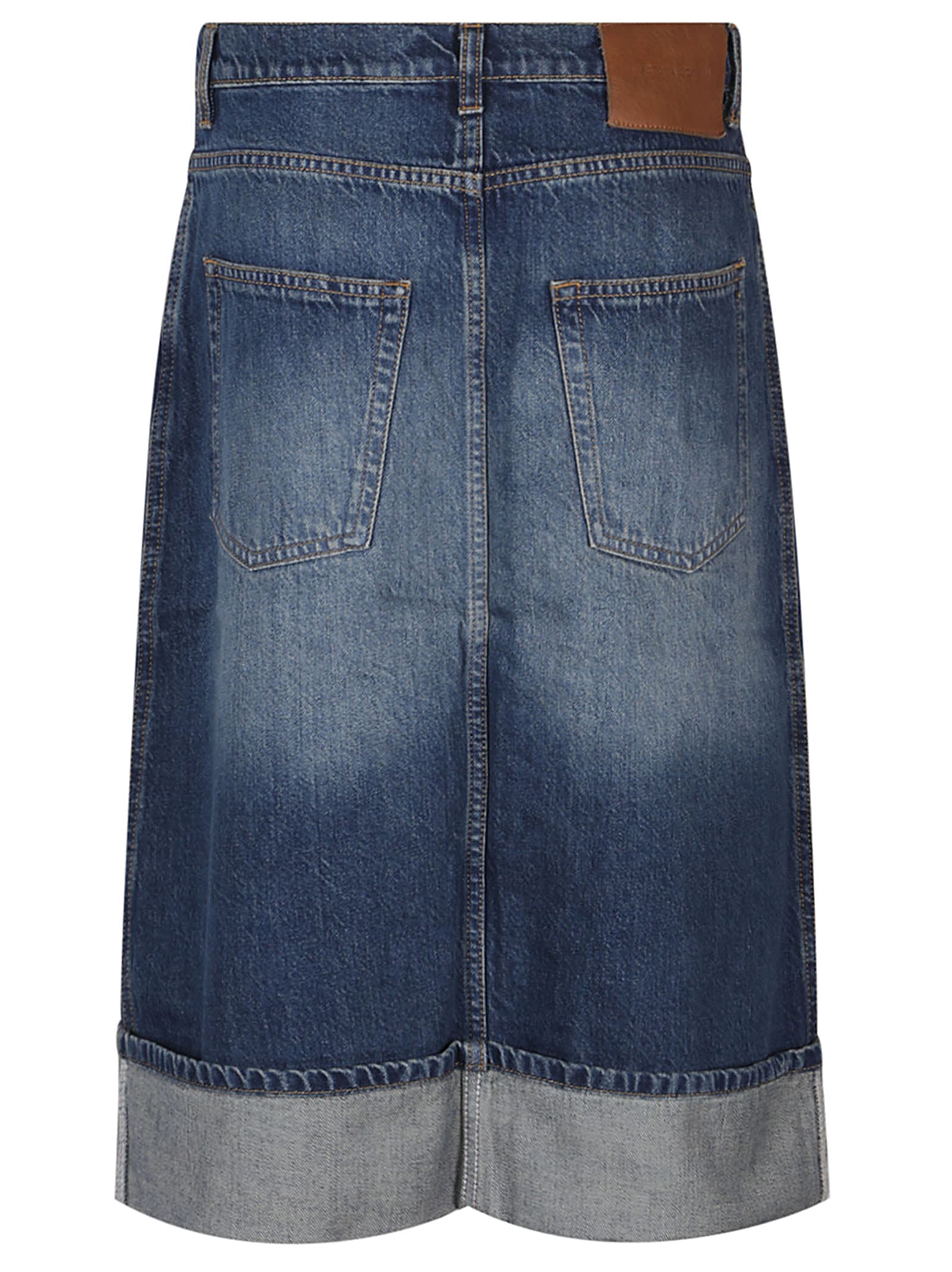 Shop Victoria Beckham Placket Detail Denim Skirt In Heavy Vintage Indigo Wash