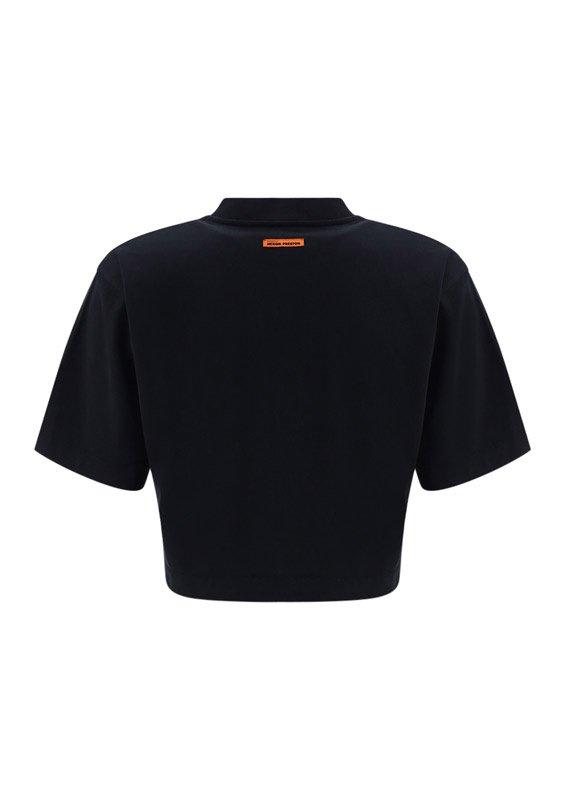 HERON PRESTON LOGO EMBROIDERED CROPPED T-SHIRT 