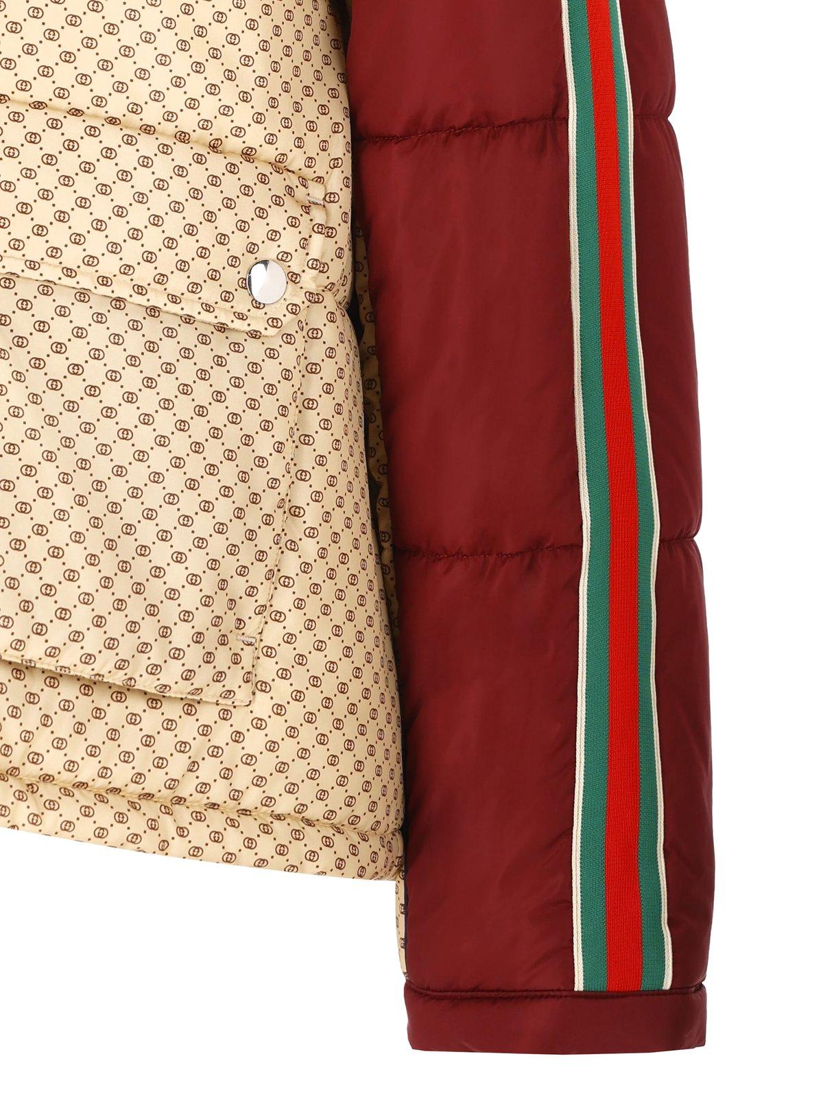 Shop Gucci Gg Color Blocked Hooded Jacket In Rosso