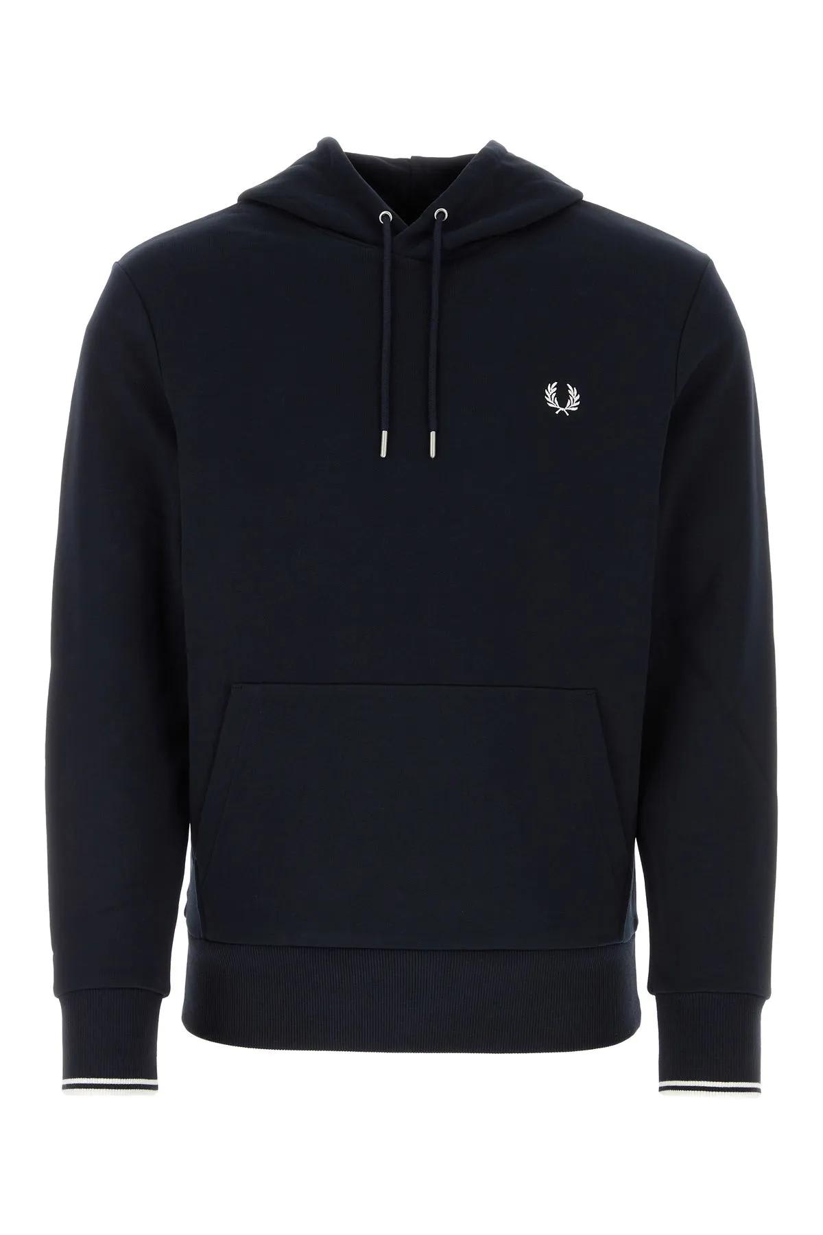 Shop Fred Perry Midnight Blue Cotton Sweatshirt In Navy