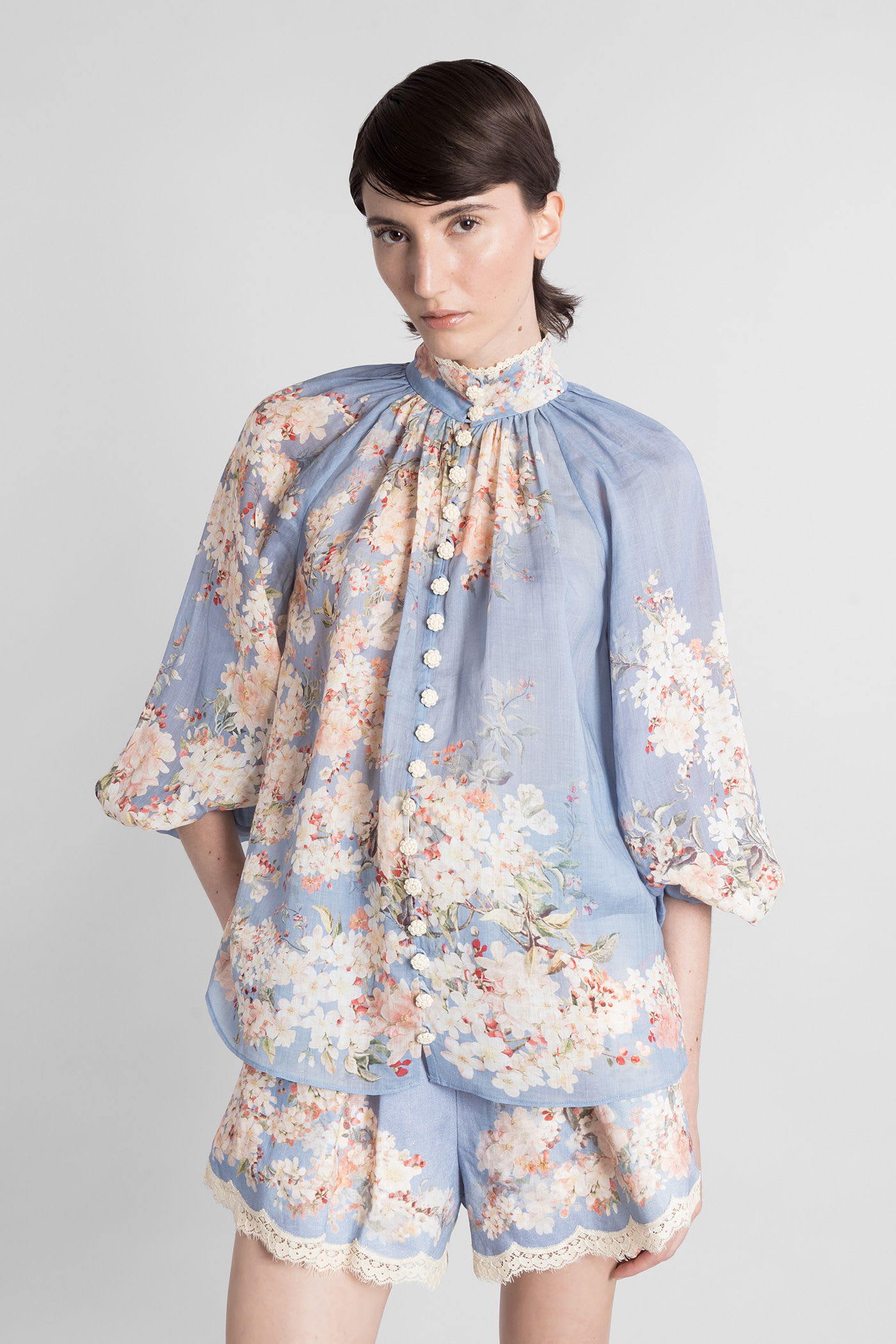 Shirt In Cyan Ramie