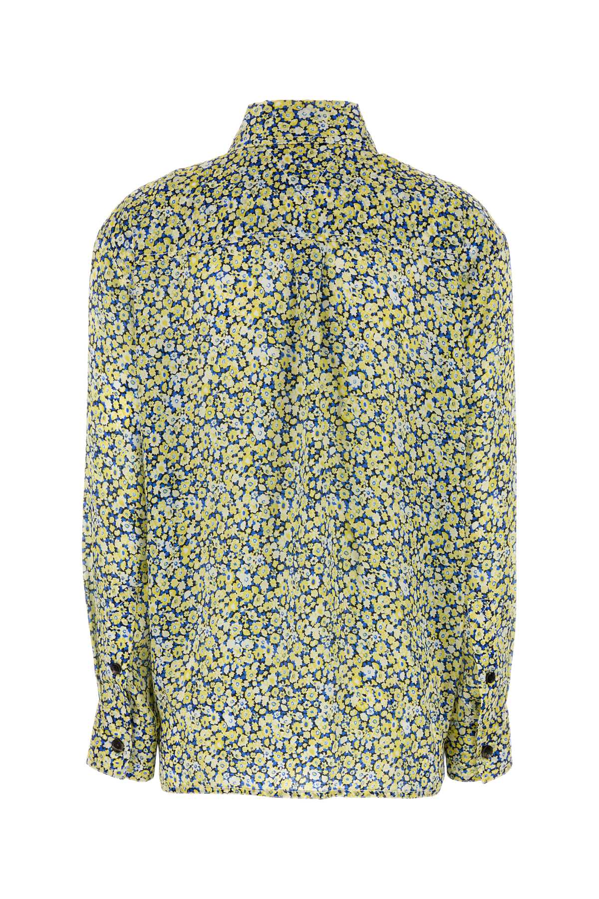Bottega Veneta Women Printed Silk Shirt In Green