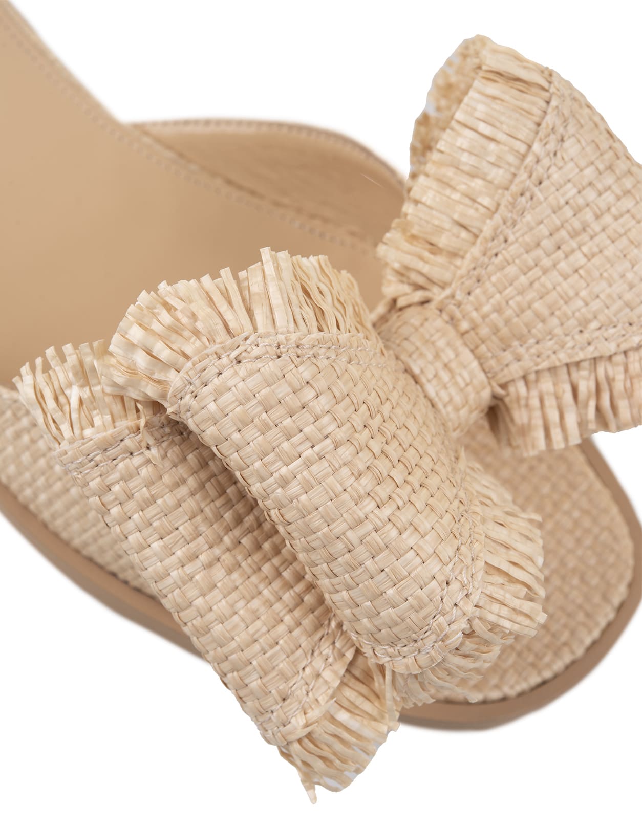 Shop Mach &amp; Mach Flat Sandals With Bow In Natural Raffia In Brown