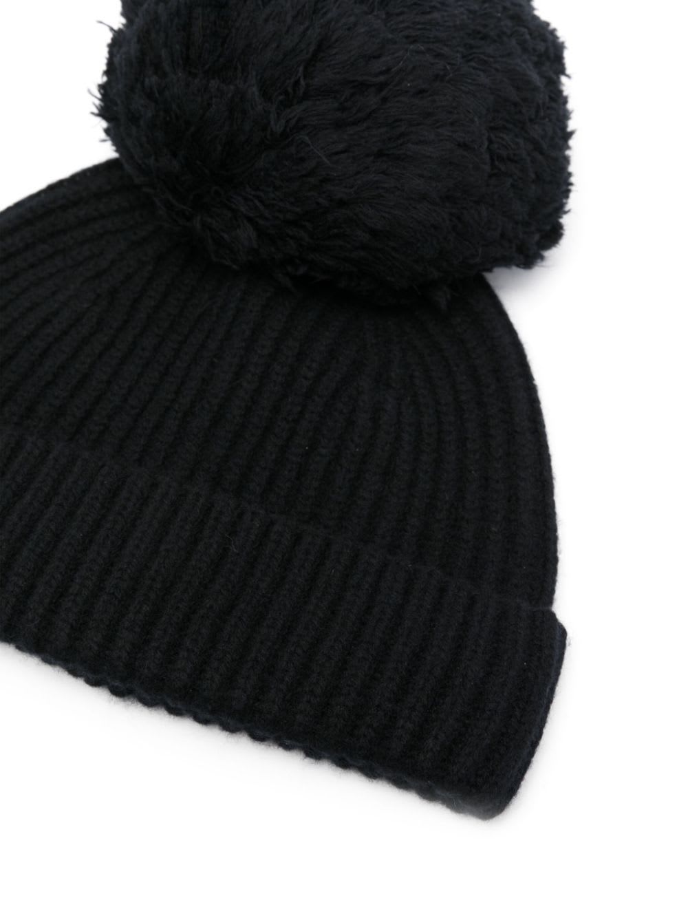 Shop Jean Paul Gaultier Wool Beanie With Big Pompom In Black