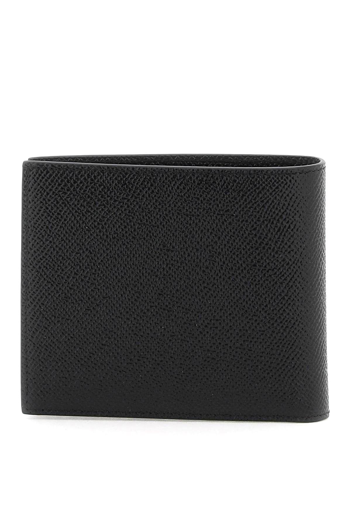 Shop Dolce & Gabbana Metal Logo Plaque Grained Leather Wallet In Black