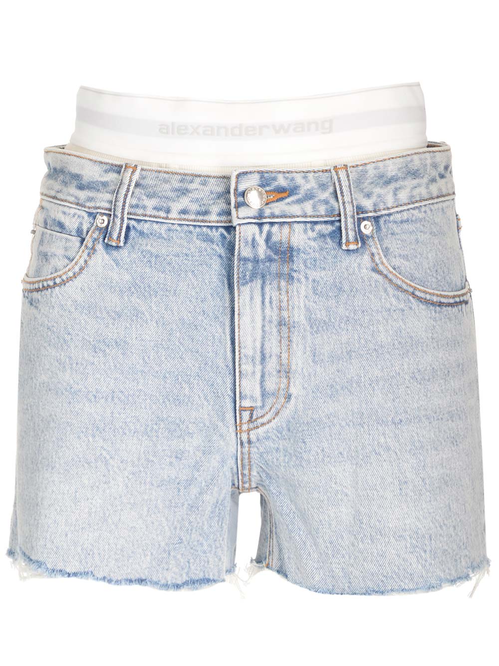 Alexander Wang Light Blue High Waist Shorts In Light Blue