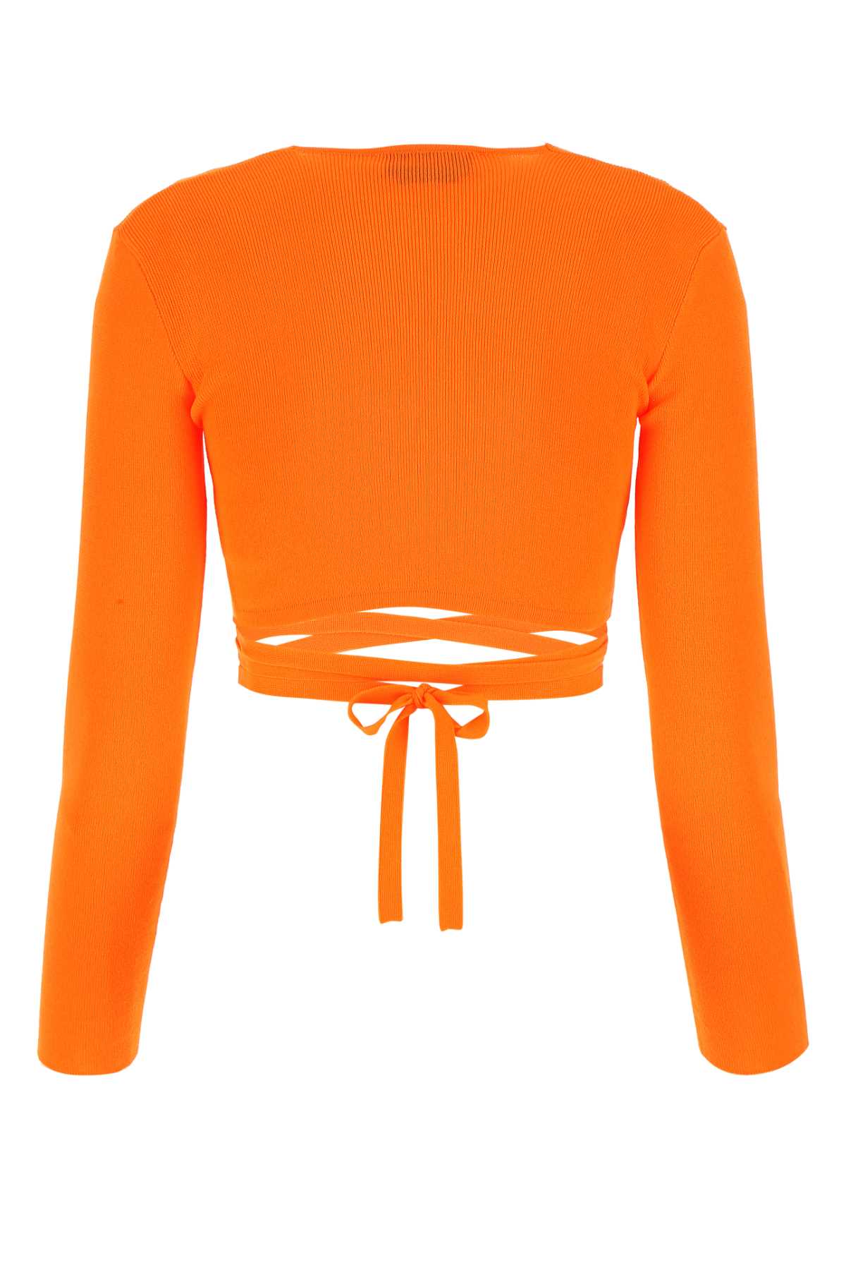 Shop Msgm Orange Stretch Polyester Blend Cardigan In 09