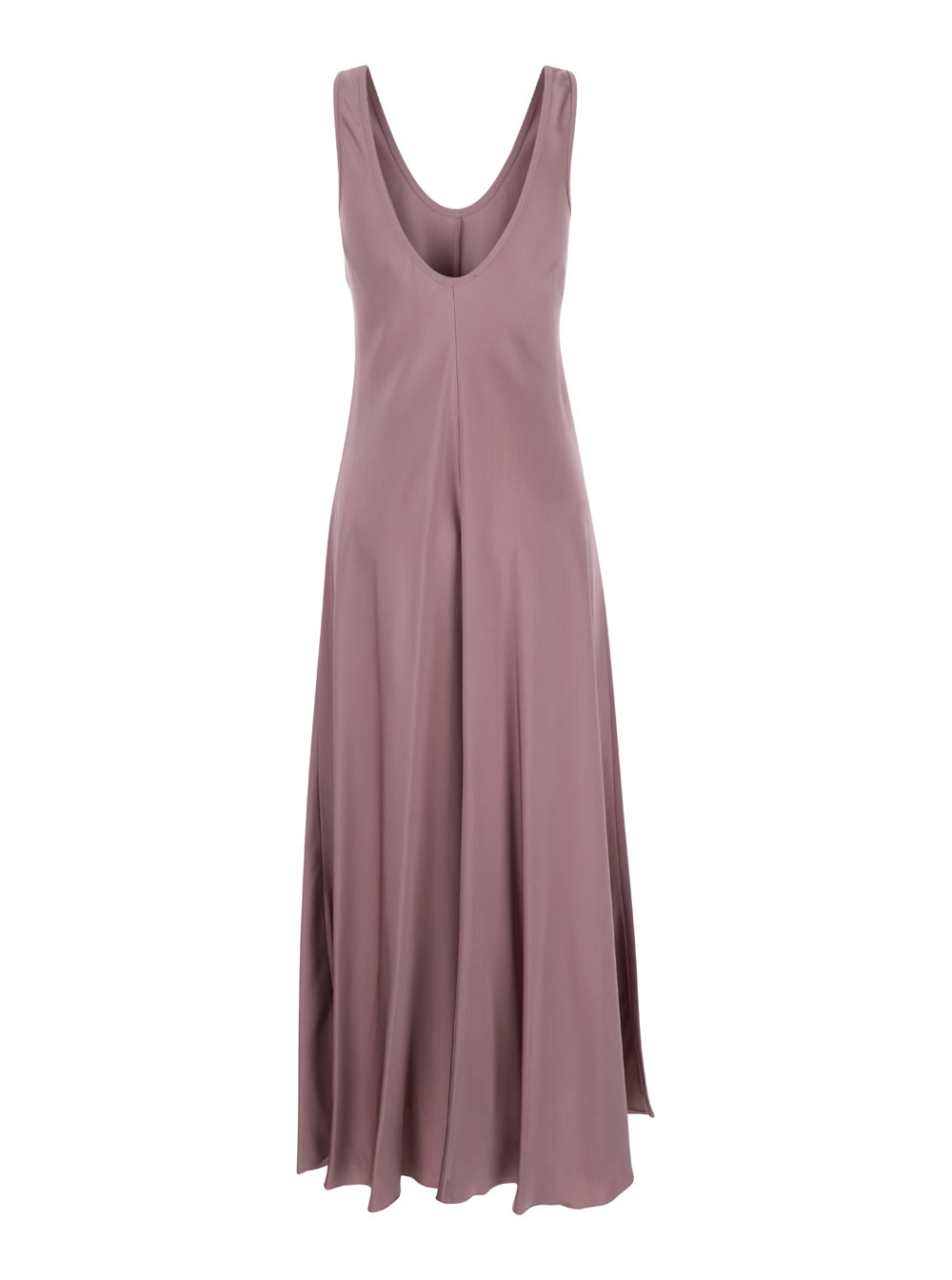 Shop Forte Forte Long Pink Dress With U Neck In Fabric Woman In Violet