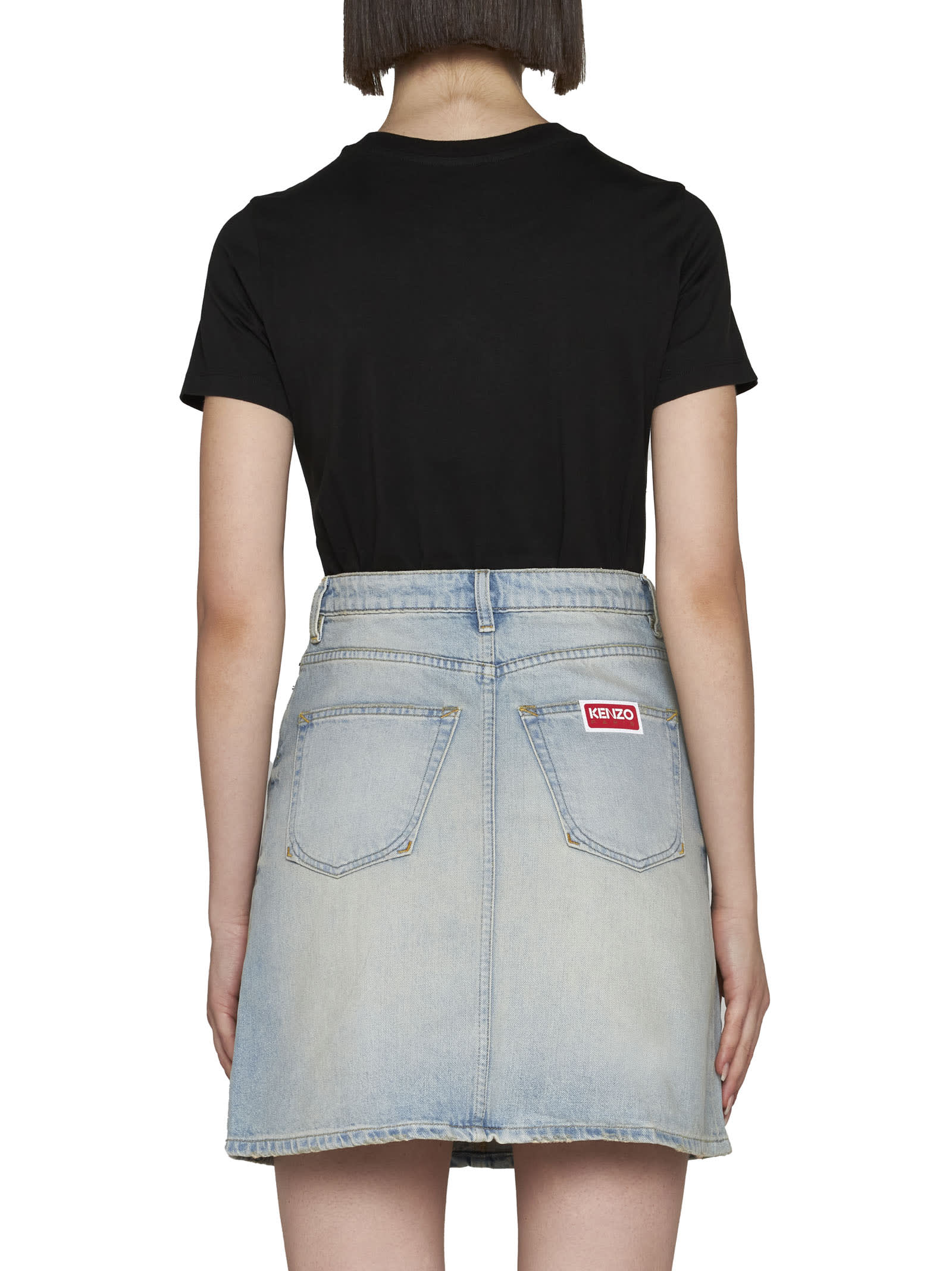 Kenzo Denim Miniskirt In Medium Stone Blue Denim
