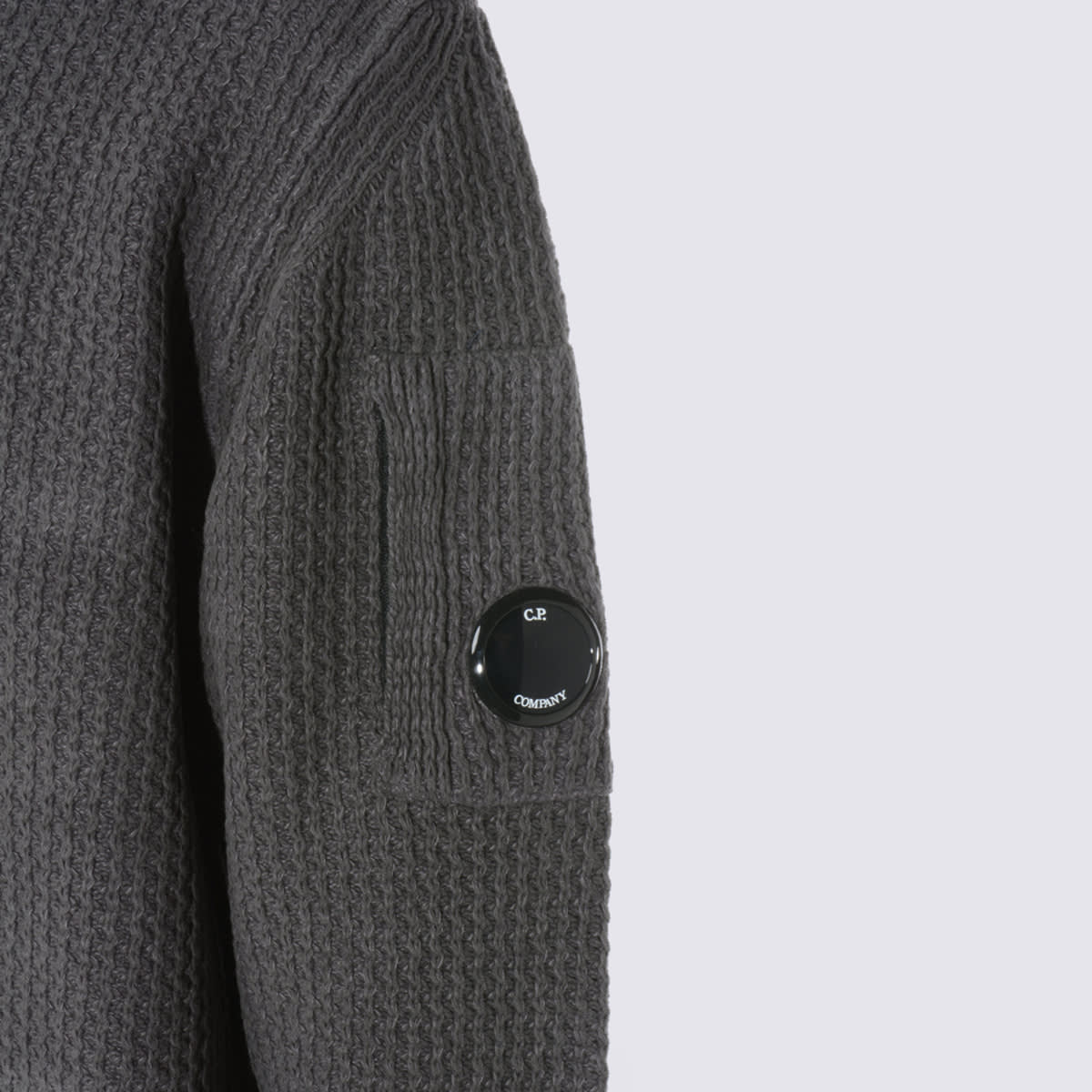 C.p. Company Hooded Crewneck Sweater Arm Patch Detail In Gold