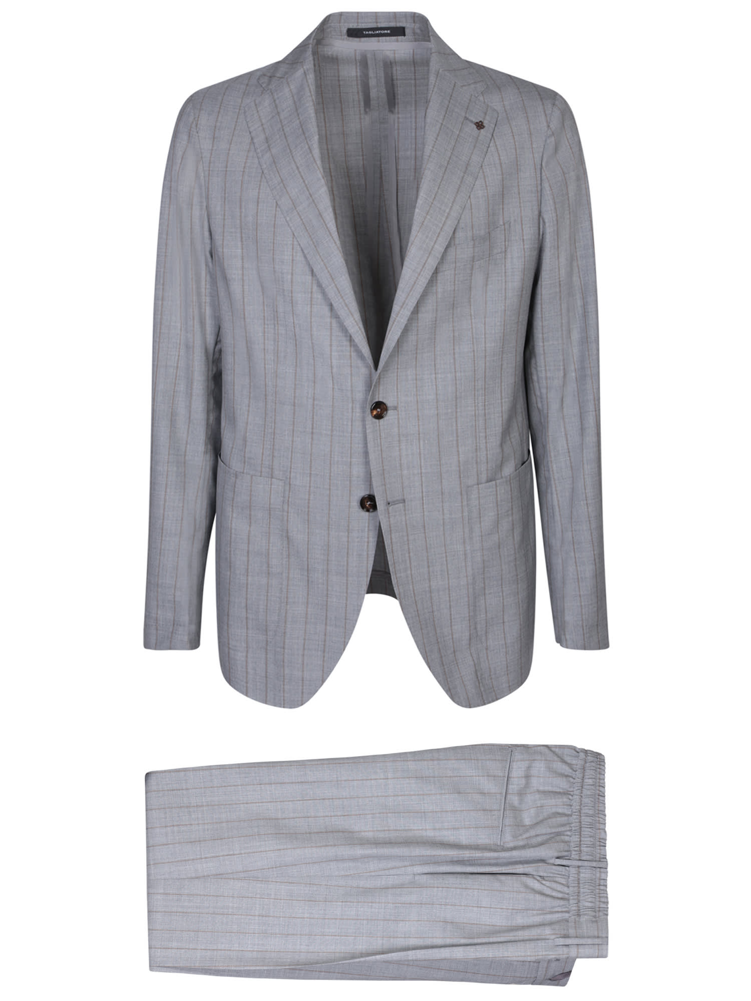 Shop Tagliatore Grey/brown Pinstripe Suit