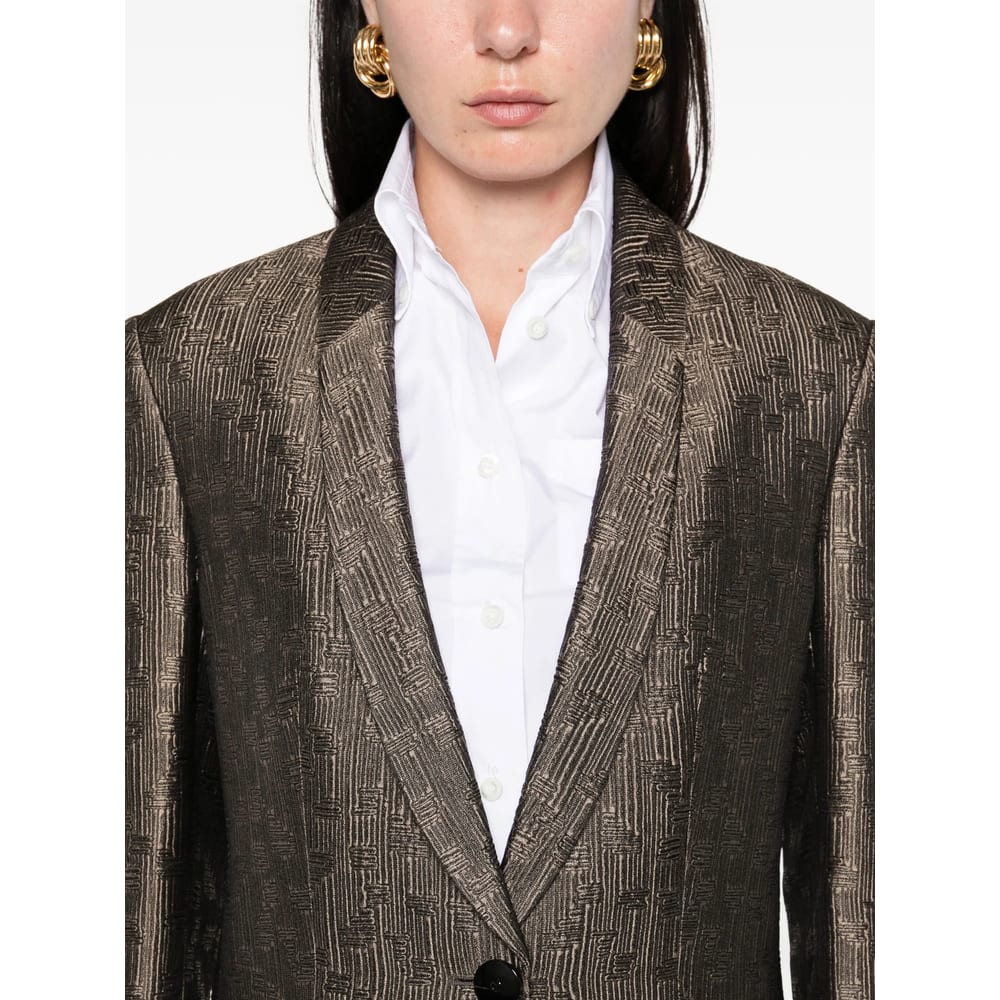 Giorgio Armani Single-breasted Jacket In Brown