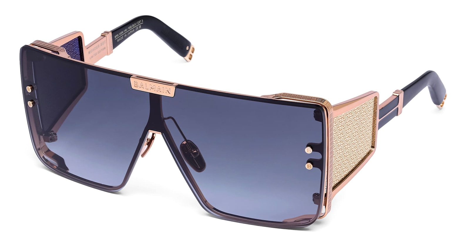 Balmain Wonder Boy - Rose Gold / Black Sunglasses In Blue