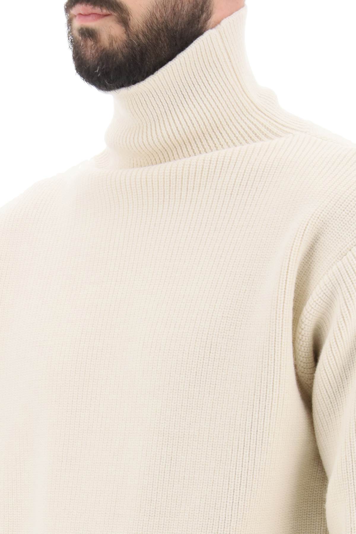 Shop Jil Sander Side Zip High Neck Sweater In Natural (white)