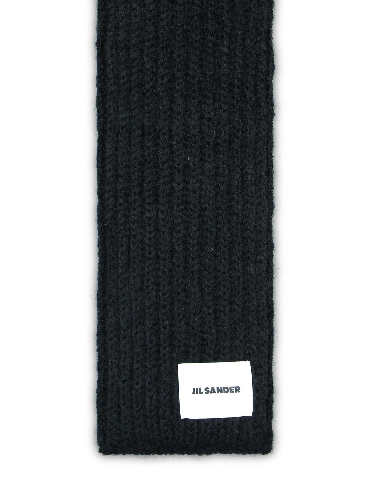 Shop Jil Sander Black Wool Blend Scarf