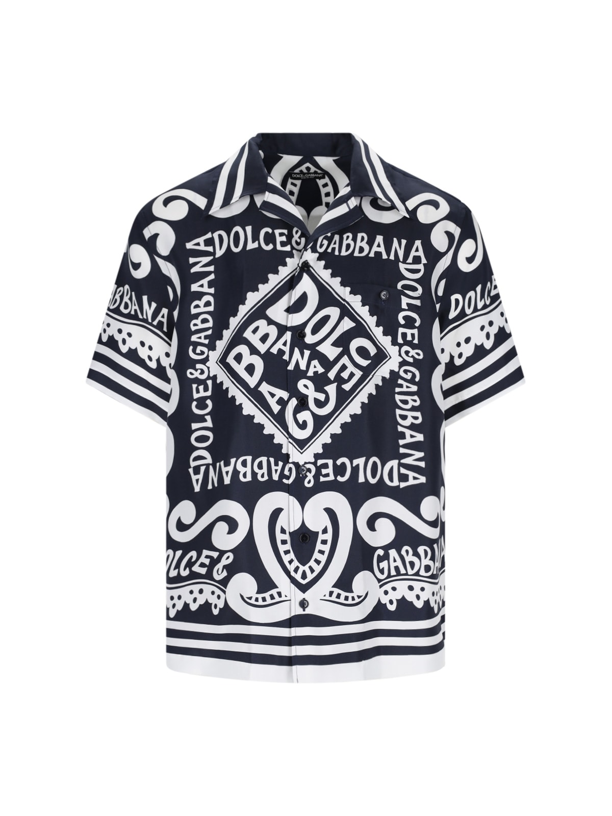 Shop Dolce & Gabbana Multi Logo Print Shirt In Dg Marina F.blu