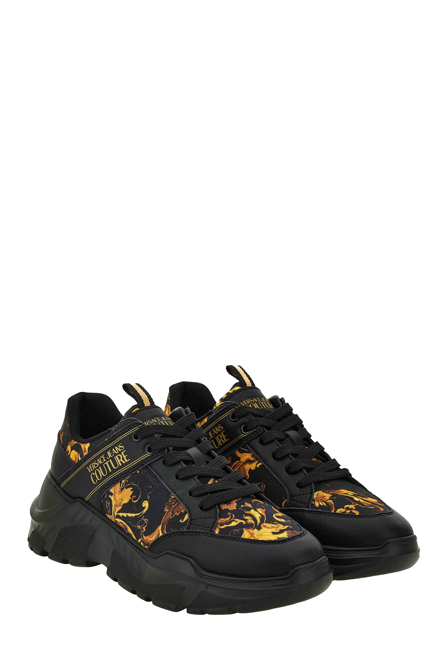 Versace Jeans Couture Watercolor Couture-print Sneakers In Black