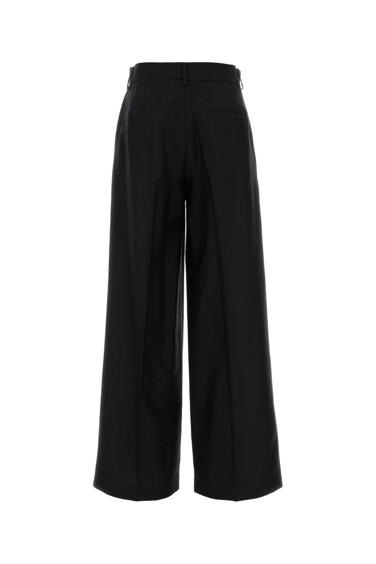 Alberta Ferretti Wide-leg Pant With Front Pleats And Pockets In Black
